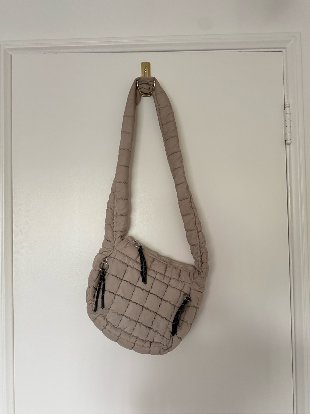 Free People mini quilted carryall bag in ecru